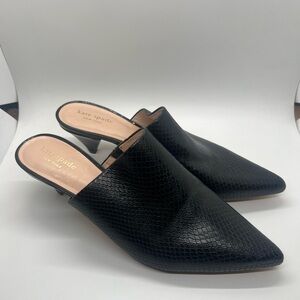 Kate Spade New York Ryan Black Embossed Leather Mule Heels Size 9